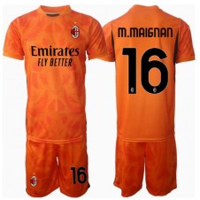 AC Milan Mike Maignan #16 Keeper Bortedraktsett Barn 2024-25 Kortermet (+ korte bukser)
